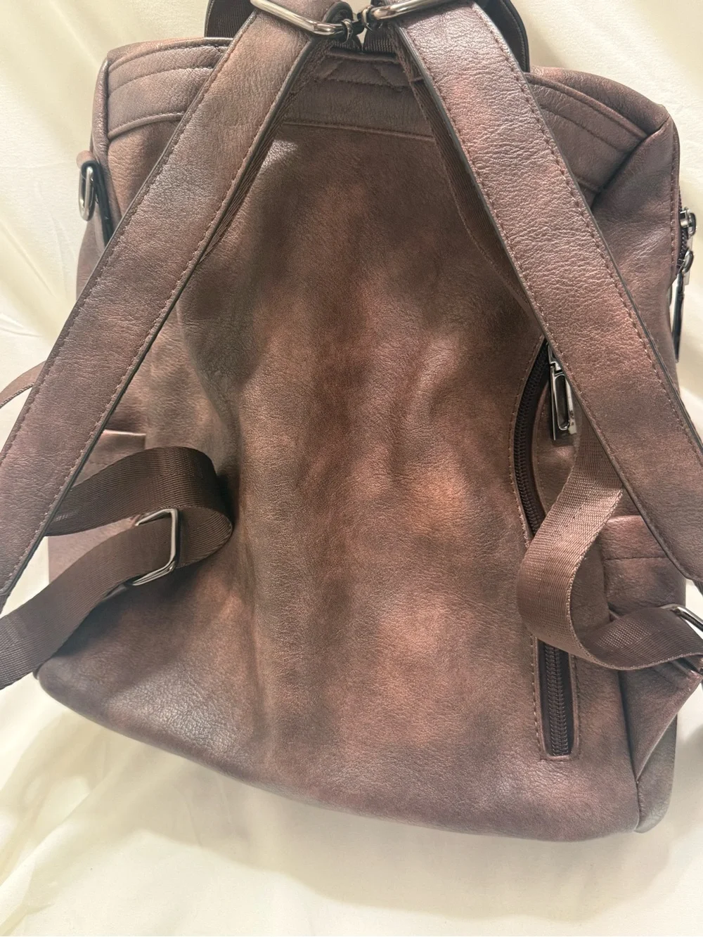 Page Classic Brown Faux Leather Backpack with Front Flap Pocket